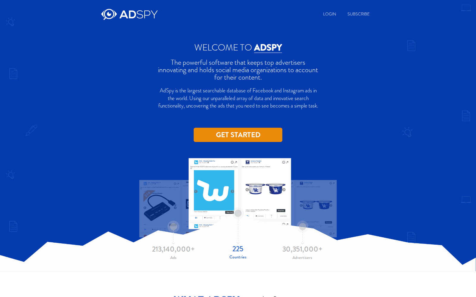 AdSpy homepage