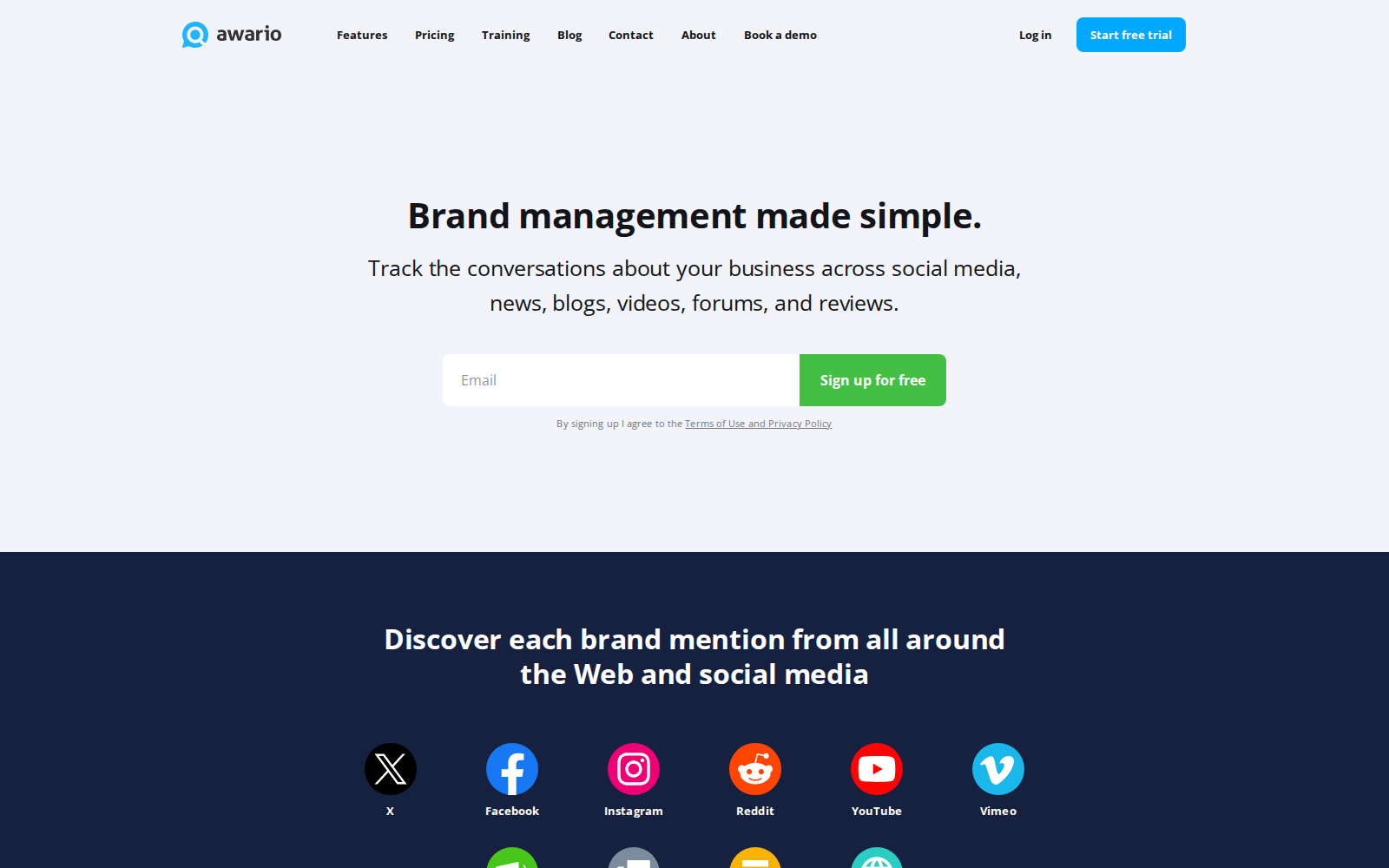 Awario homepage