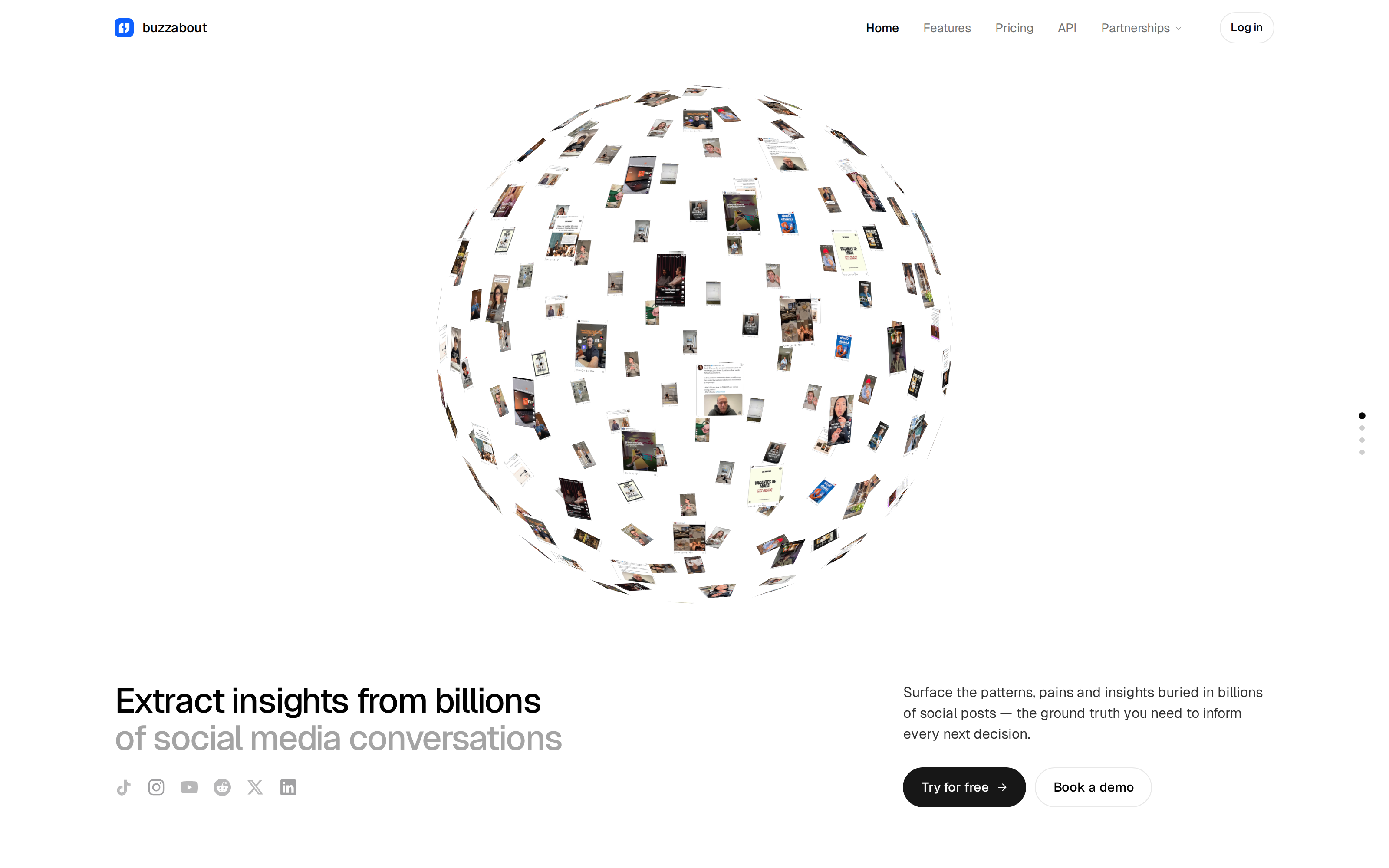 buzzabout homepage: extract insights from billions of social media conversations