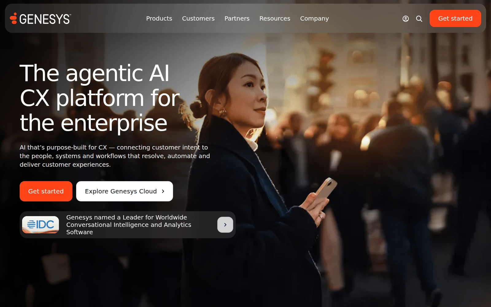 Genesys homepage: the agentic AI CX platform for the enterprise