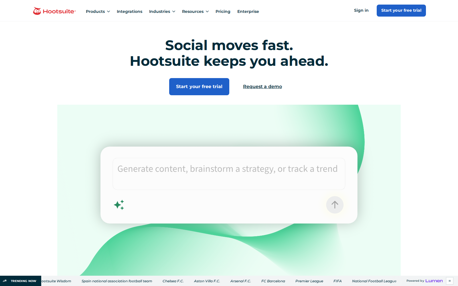 Hootsuite homepage