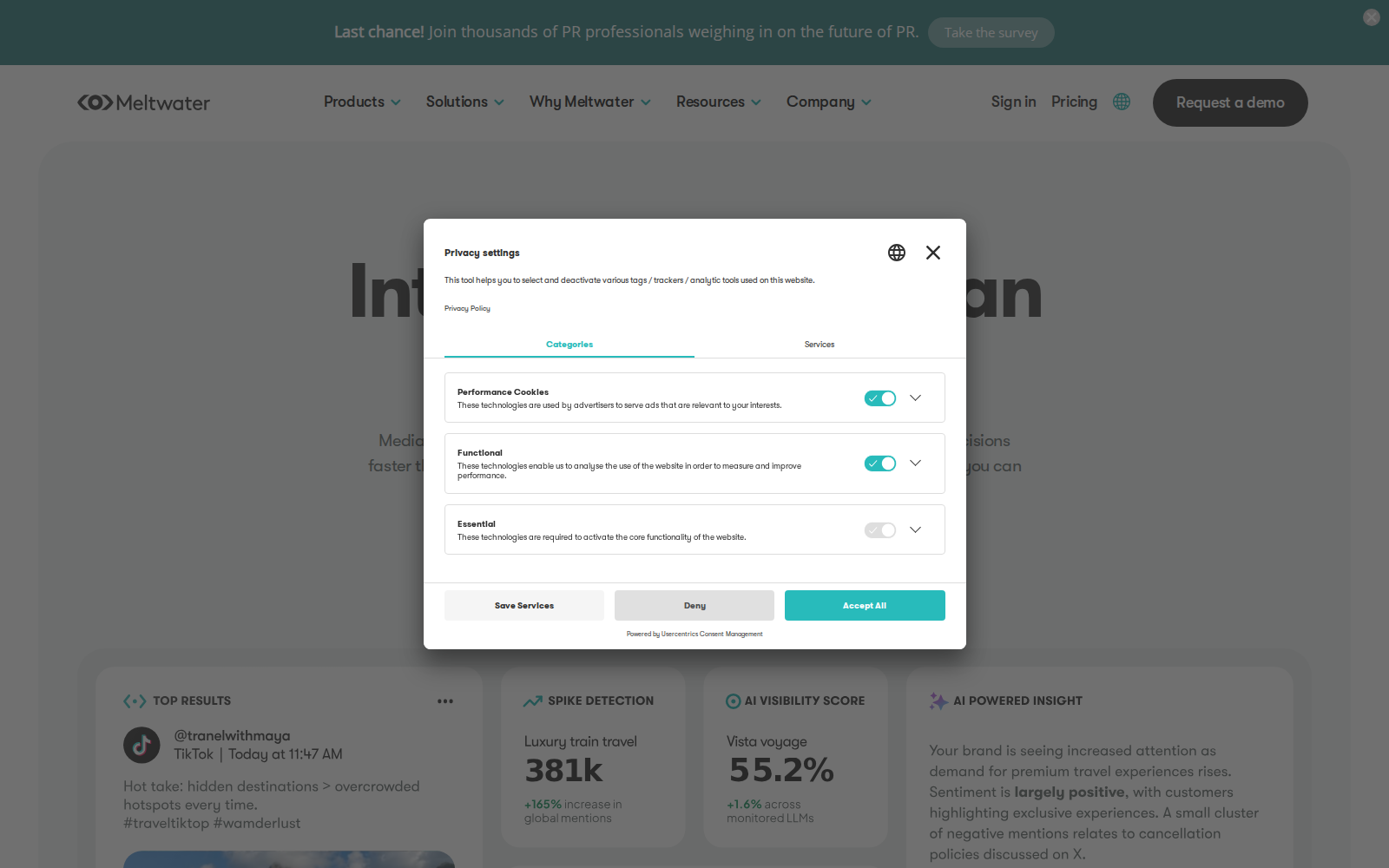 Meltwater homepage