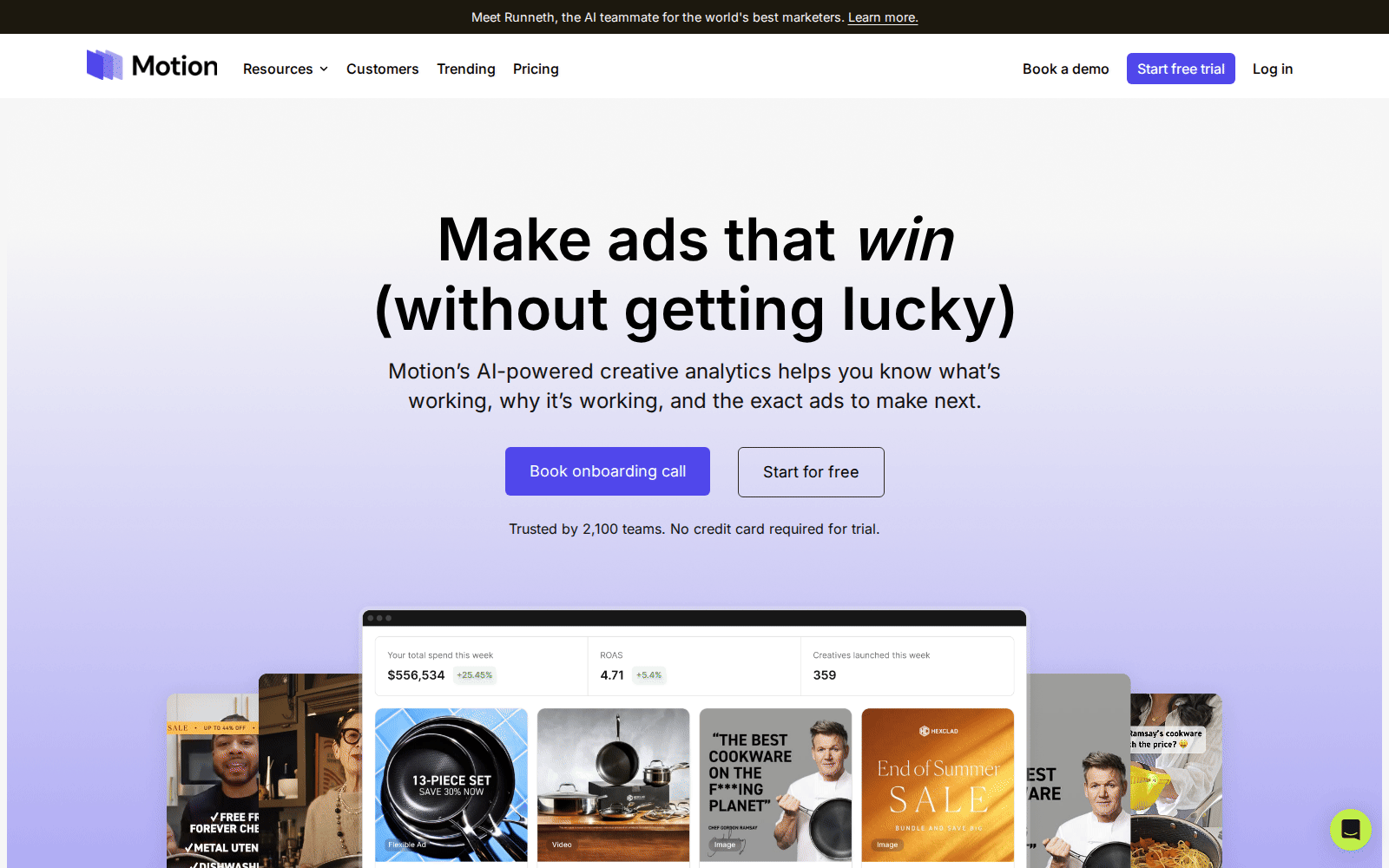 Motion homepage: make ads that win
