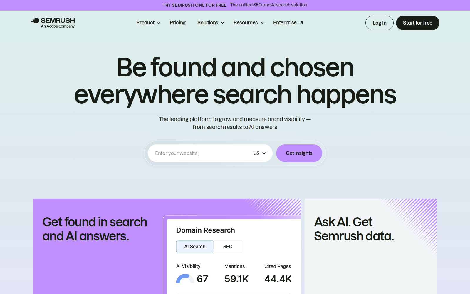 Semrush homepage