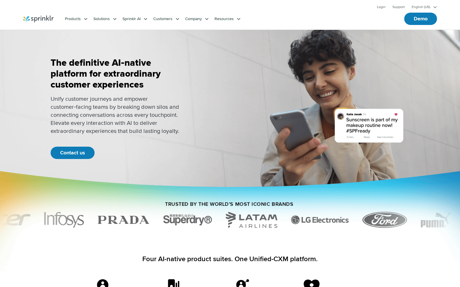 Sprinklr homepage