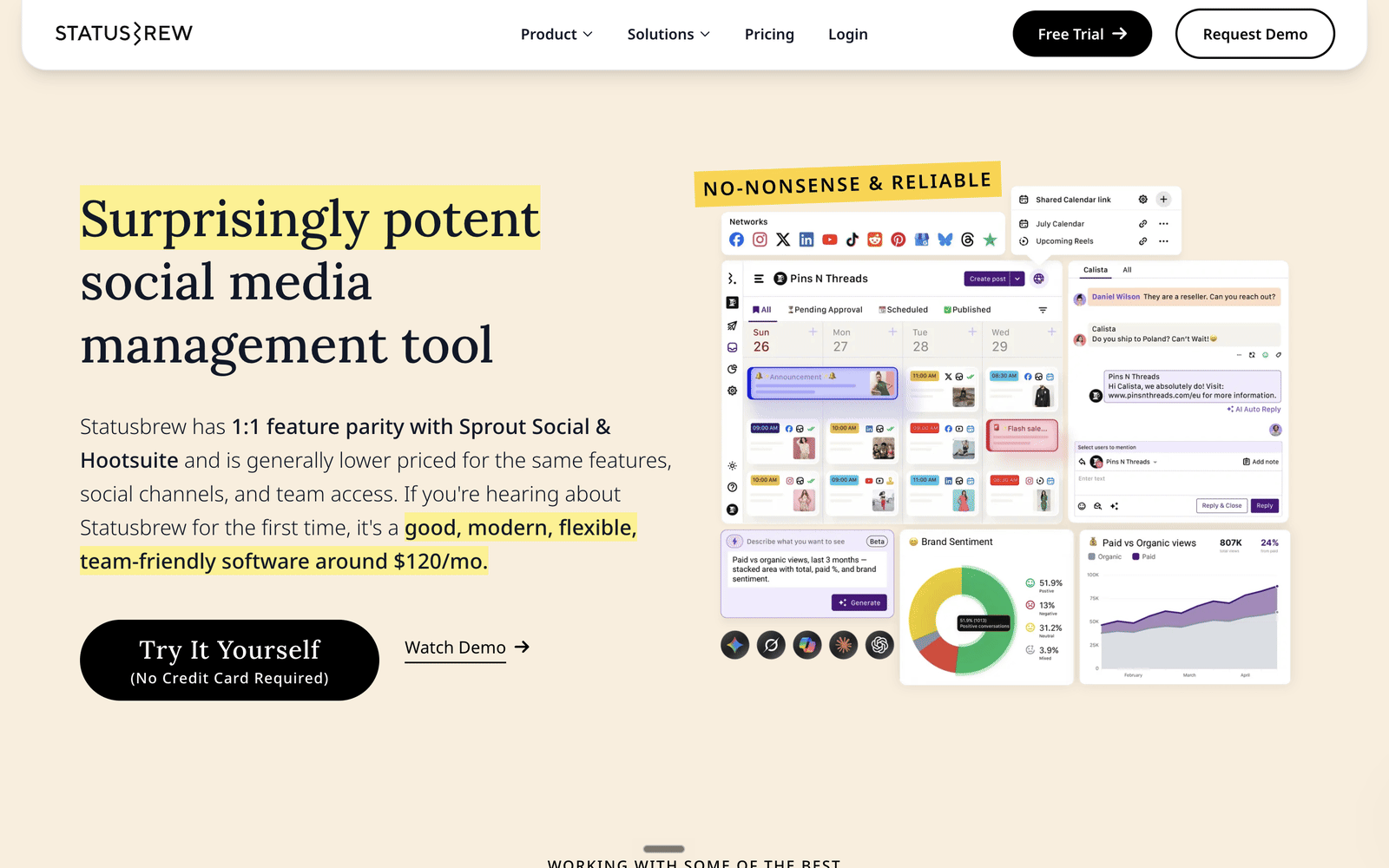 Statusbrew homepage