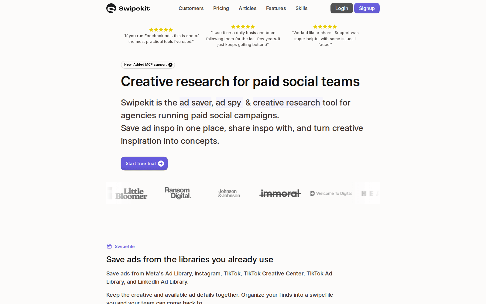 Swipekit homepage