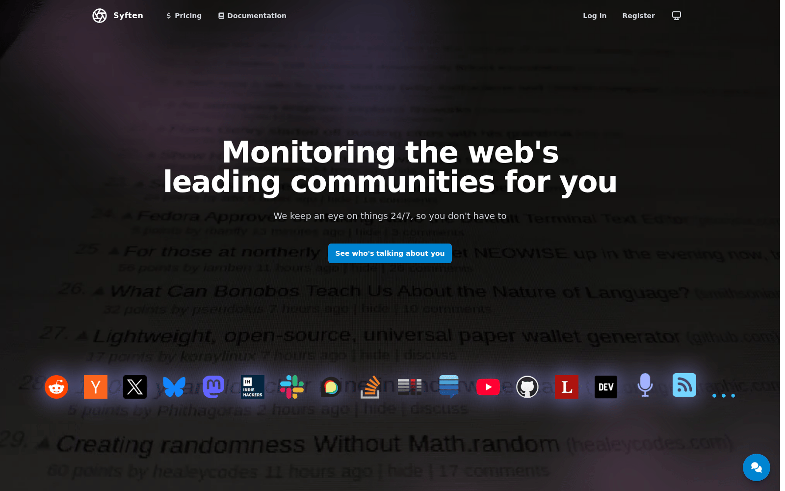 Syften homepage