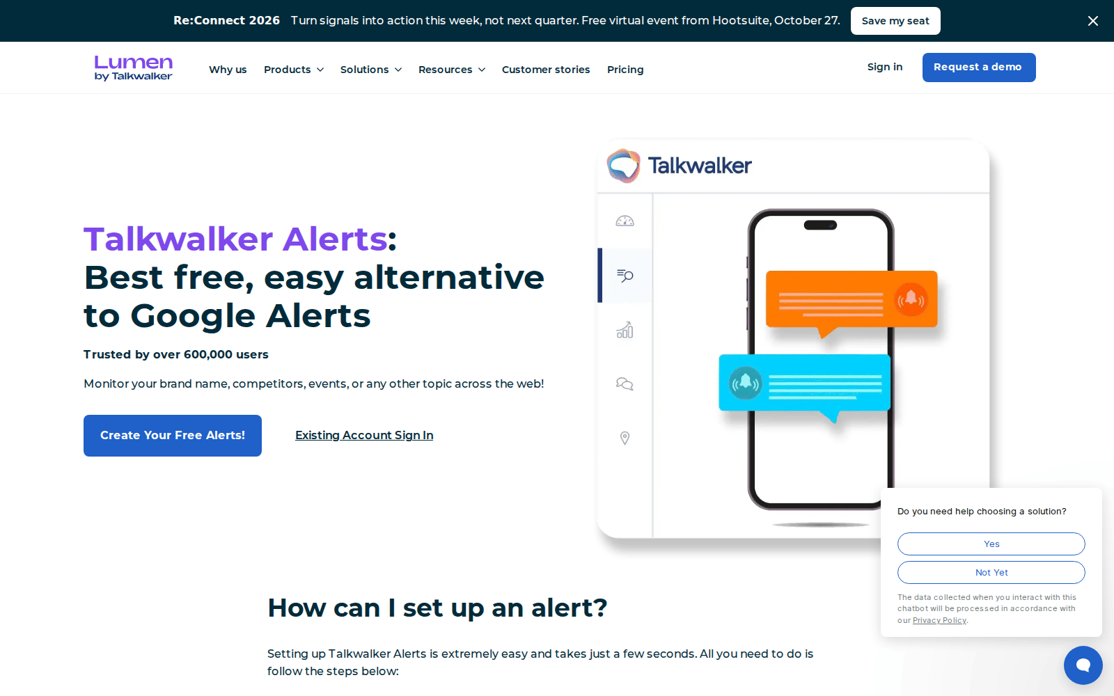 Talkwalker Alerts landing page